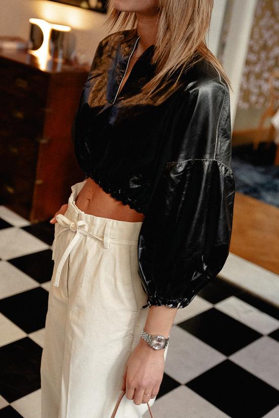 les jumelles Dorothy leren blouse zwart