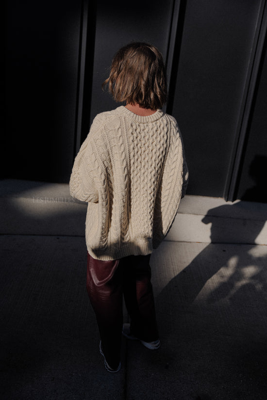Les Jumelles Edith Oversized Gebreide Trui Ecru