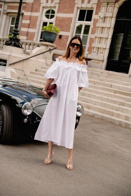 Les Jumelles Eleonore Off-shoulder Maxi-jurk Wit