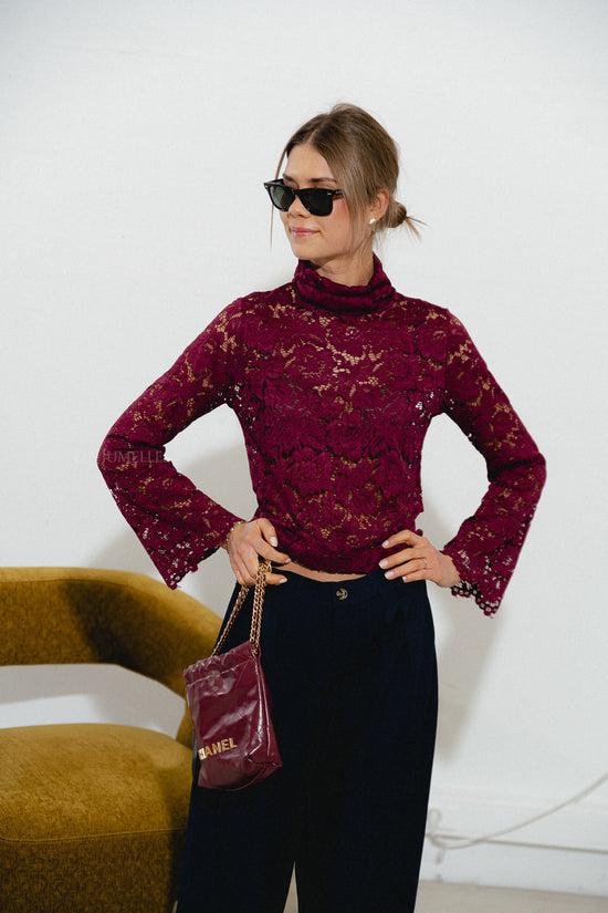 Les Jumelles Elisabeth Kanten Coltrui Bordeauxrood