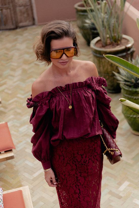 les jumelles Emily blouse bordeaux