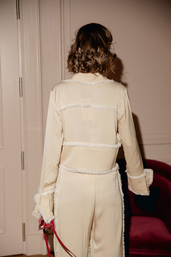 Les Jumelles Emmie Matte Crêpe Blouse Crème