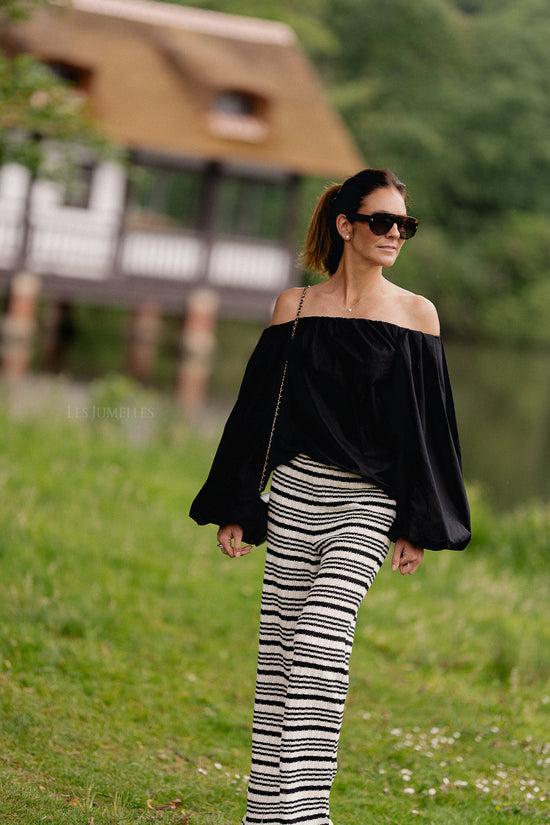 Les Jumelles Finn Trousers Black/cream Stripes