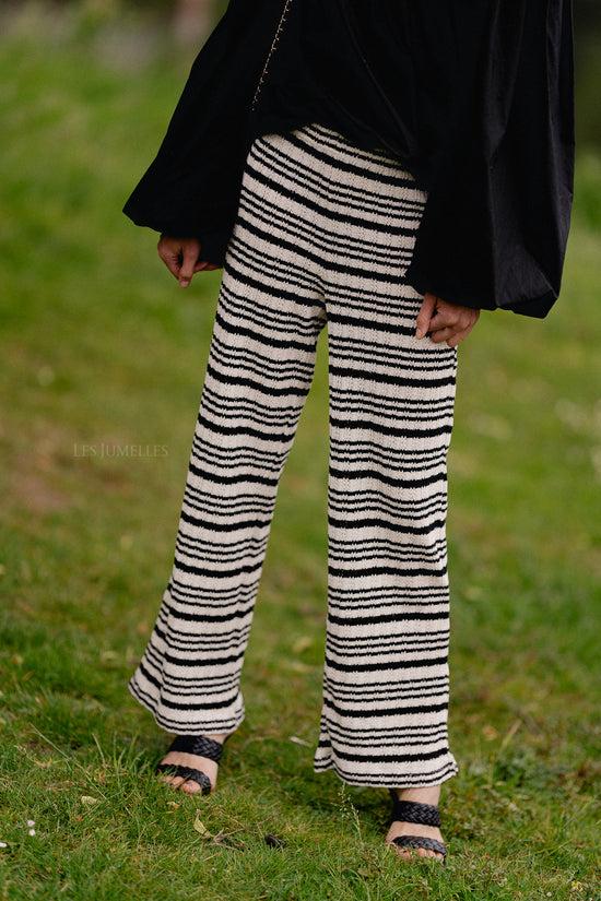 les jumelles Finn trousers black/cream stripes