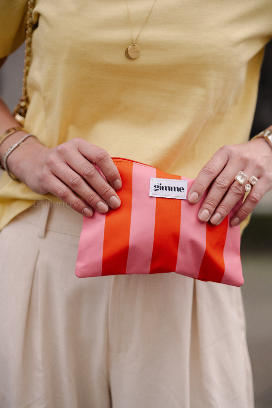 Les Jumelles Flat Make Up Bag Orange/pink