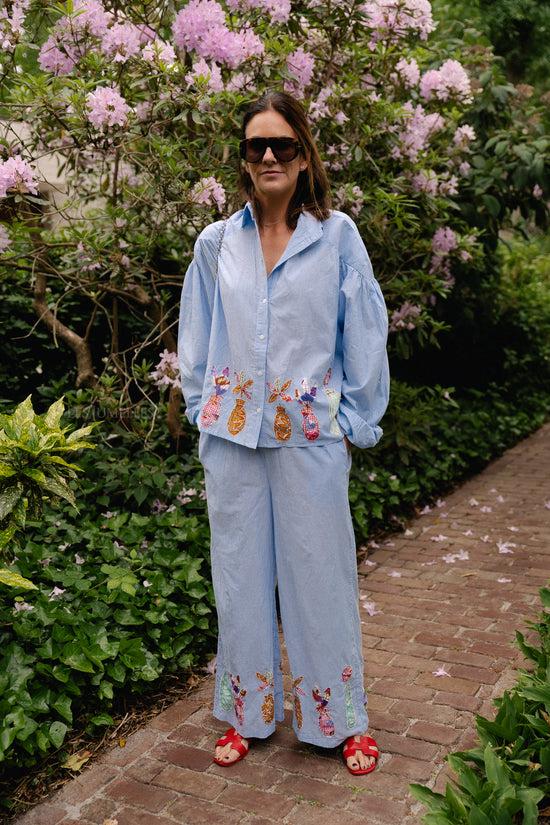 Les Jumelles Flora Broek Blauwe Strepen