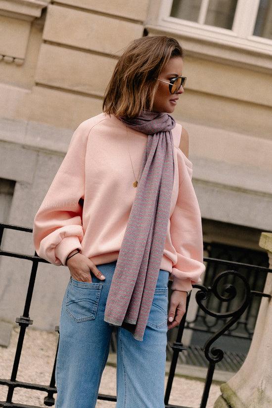 les jumelles Florence sjaal grijs/roze