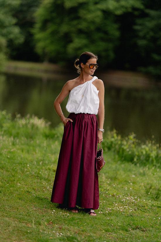 les jumelles Fran long skirt aubergine