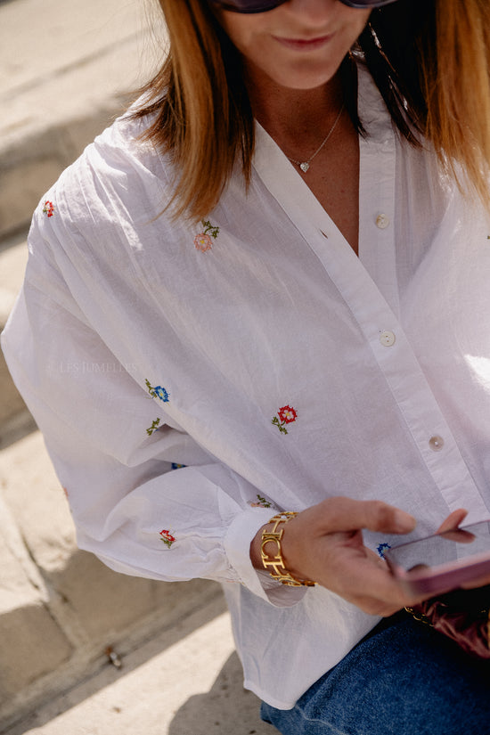 Les Jumelles Gaby Embroidered Blouse White