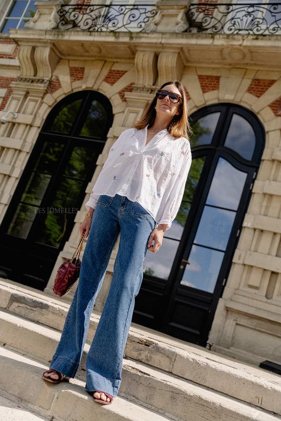 Les Jumelles Gaby Embroidered Blouse White