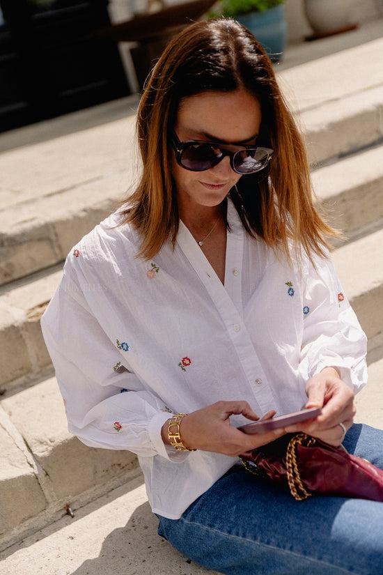 Les Jumelles Gaby Embroidered Blouse White