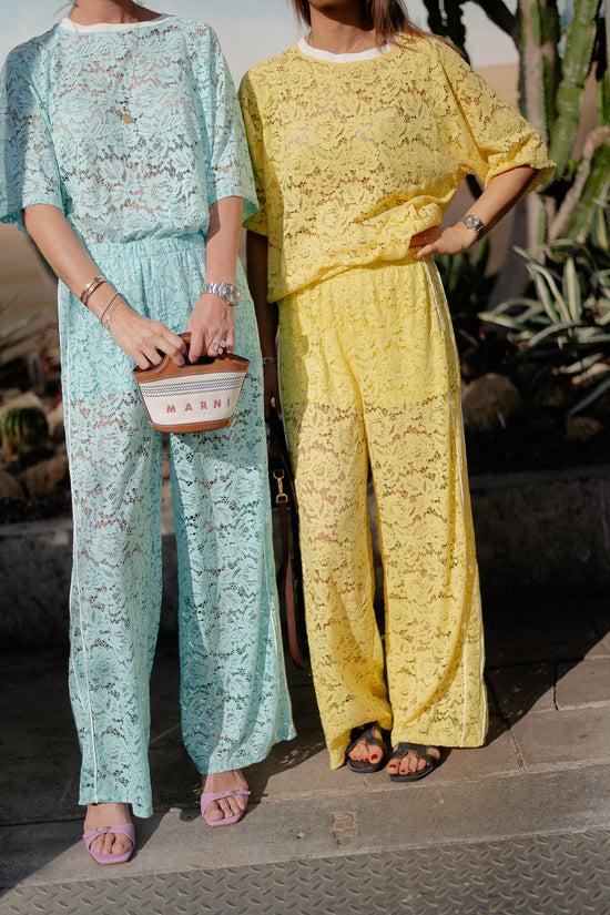 Les Jumelles Georgina Lace Pants Turquoise