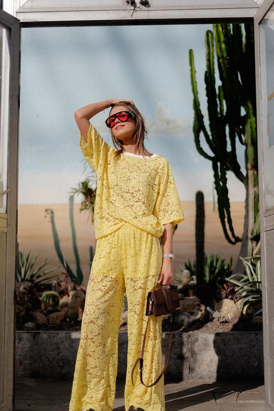 Les Jumelles Georgina Lace Pants Yellow