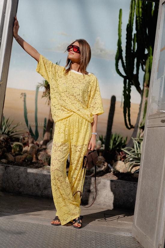 les jumelles Georgina lace pants yellow