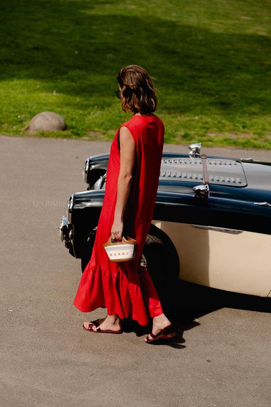 les jumelles Gustave jurk high risk rood