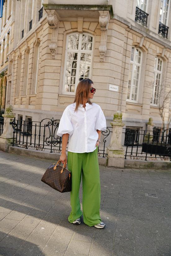 Les Jumelles Hazelnootblouse Met Pofmouwen Wit