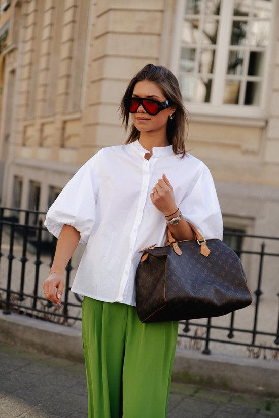 Les Jumelles Hazelnootblouse Met Pofmouwen Wit