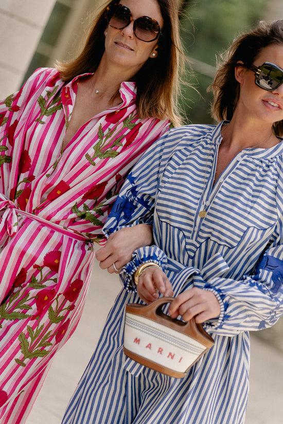 Les Jumelles Holly Maxi-jurk Met Roze Strepen