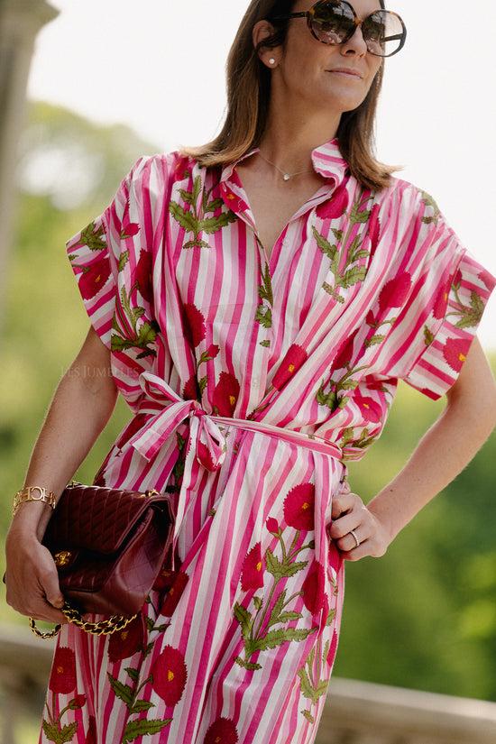 Les Jumelles Holly Maxi-jurk Met Roze Strepen