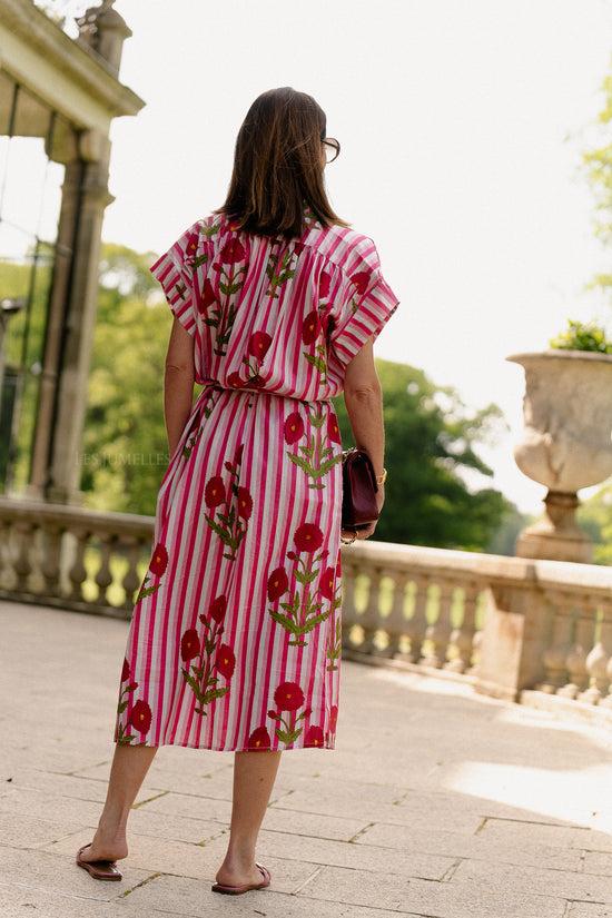 Les Jumelles Holly Maxi-jurk Met Roze Strepen
