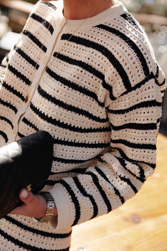 Les Jumelles Ida Cardigan Gardenia & Black Stripes