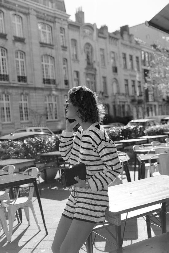 Les Jumelles Ida Cardigan Gardenia & Black Stripes