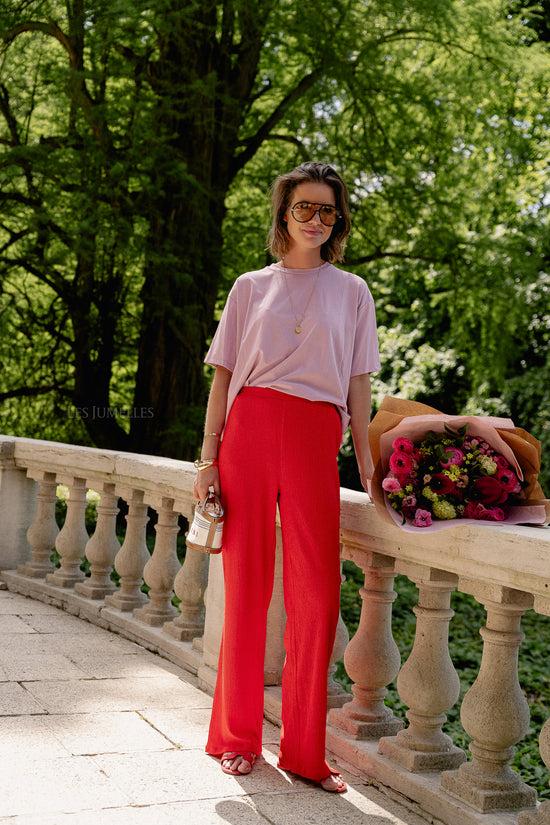 les jumelles Isobel broek high risk rood