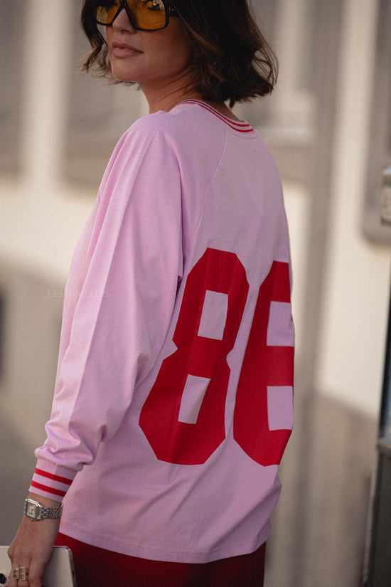 les jumelles Ivy rugby shirt fondant pink