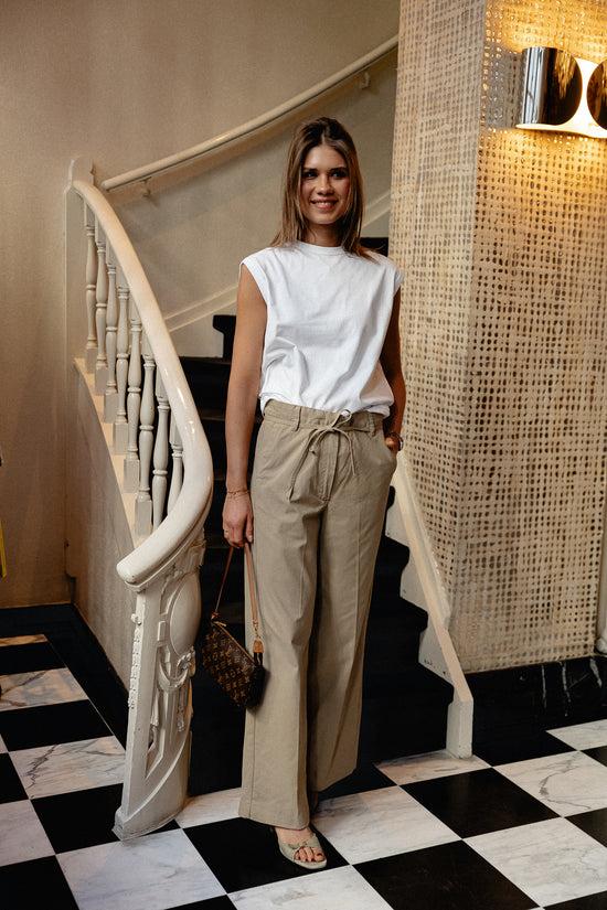 Les Jumelles Jade Moderne Canvas Broek Camel