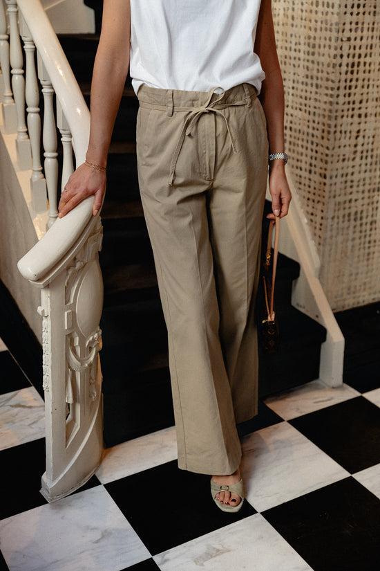 les jumelles Jade moderne canvas broek camel