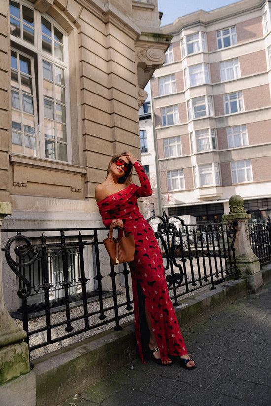 Les Jumelles Jenny LS Blouse Spicy Red Flower