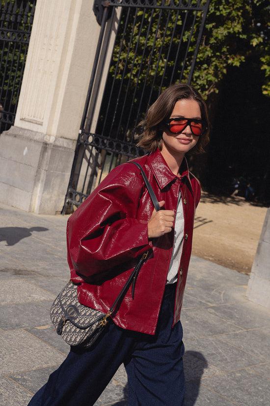 les jumelles Jodie PU-jas rood