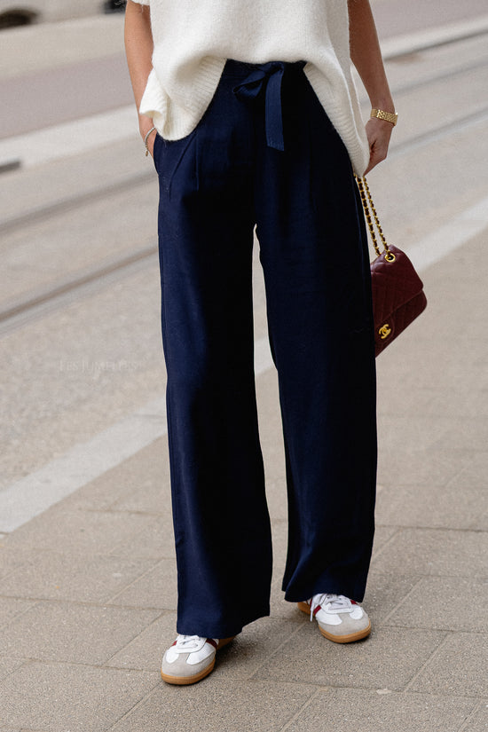 Les Jumelles John Belted Plain Pants Night Sky