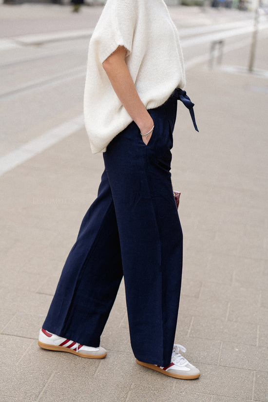 Les Jumelles John Belted Plain Pants Night Sky