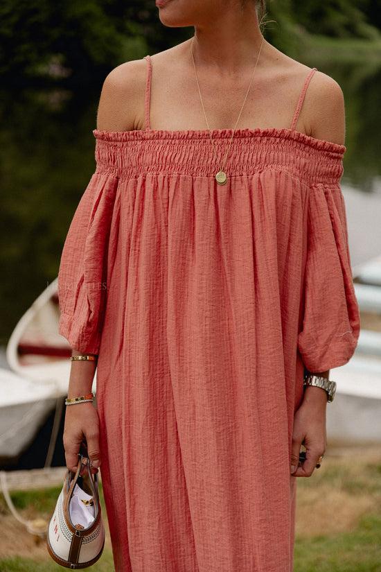 les jumelles Judith off shoulder jurk peperosa