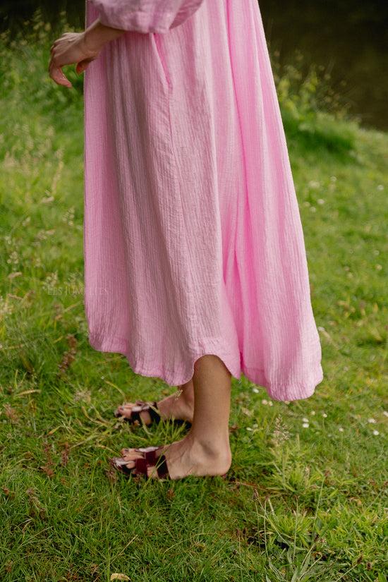 Les Jumelles Judith Off Shoulder Jurk Pioenroos