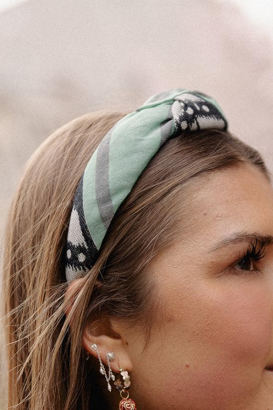 Les Jumelles Knot Hairband 13G Green/black