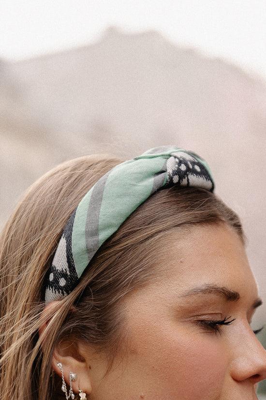 Les Jumelles Knot Hairband 13G Green/black