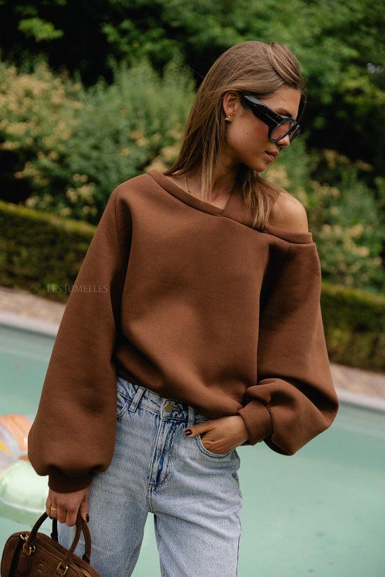 les jumelles Kyoto trui bruin