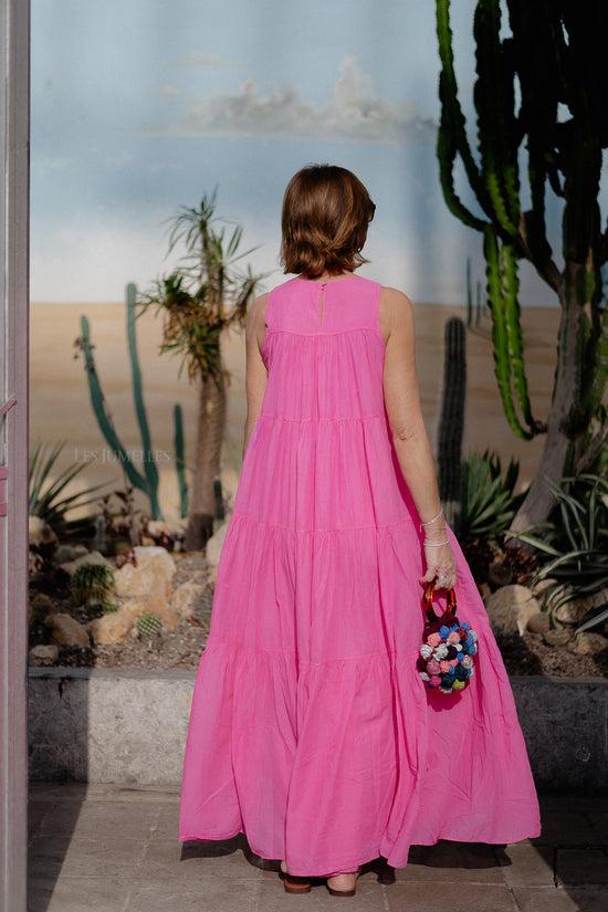 Les Jumelles Lack Long Dress Fuchsia