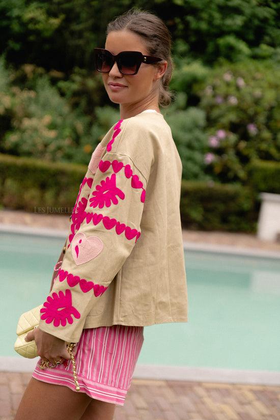 Les Jumelles Lena Embroidered Vest Khaki