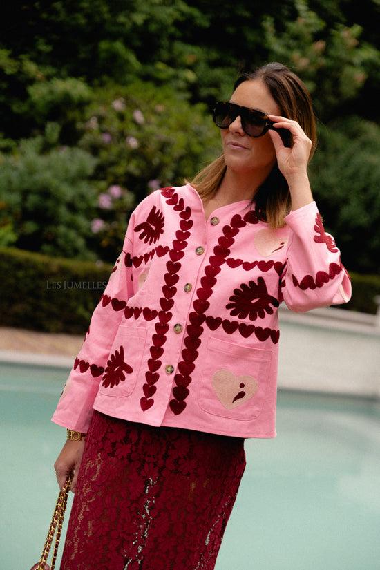 les jumelles Lena embroidered vest pink