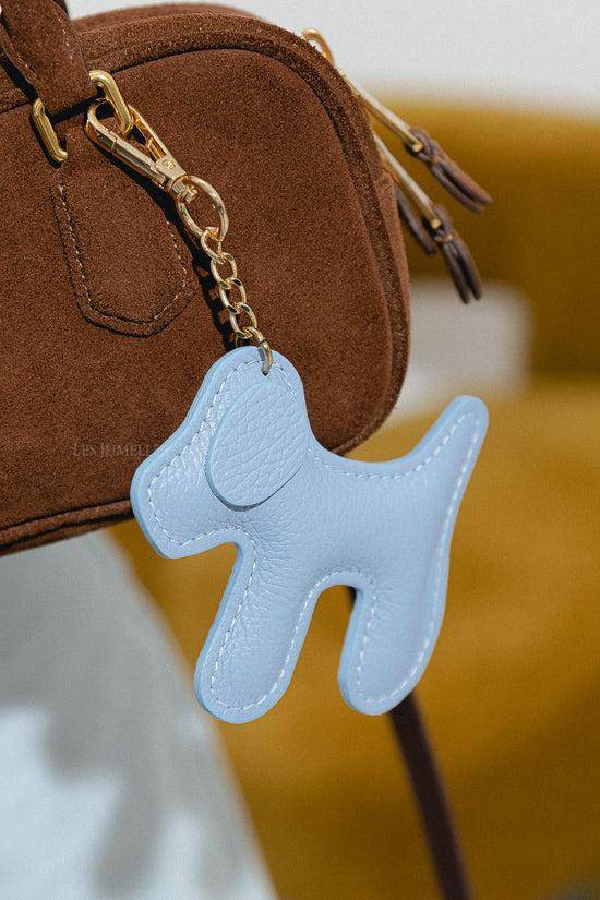 Les Jumelles Leren Honden Sleutelhanger Babyblauw