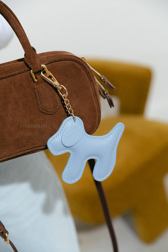 Les Jumelles Leren Honden Sleutelhanger Babyblauw