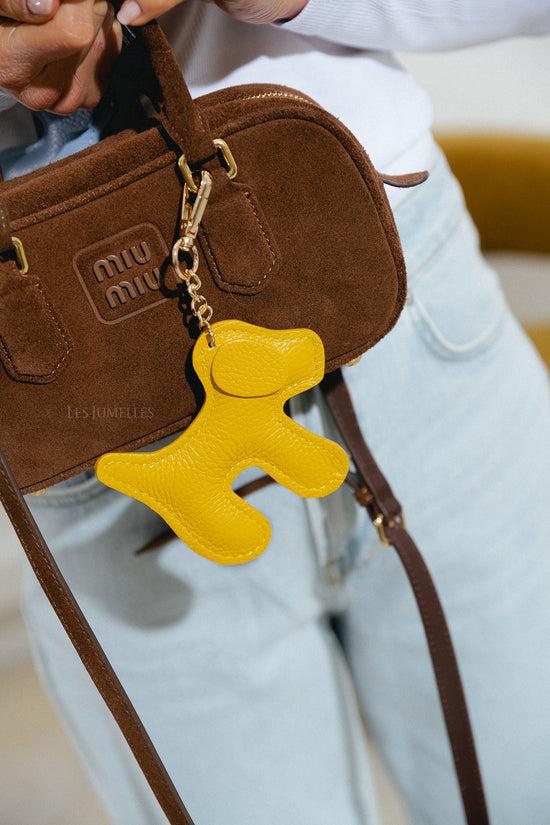 Les Jumelles Leren Honden Sleutelhanger Geel