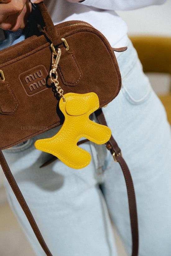 Les Jumelles Leren Honden Sleutelhanger Geel