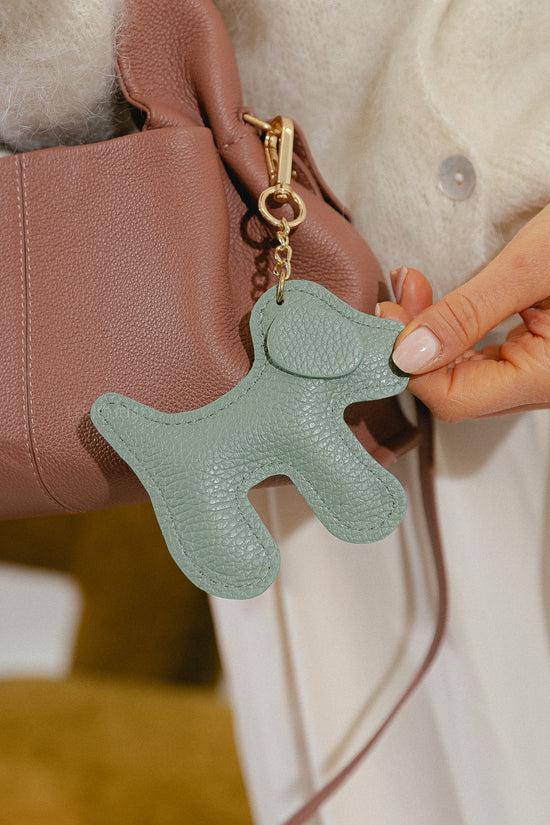 Les Jumelles Leren Honden Sleutelhanger Saliegroen