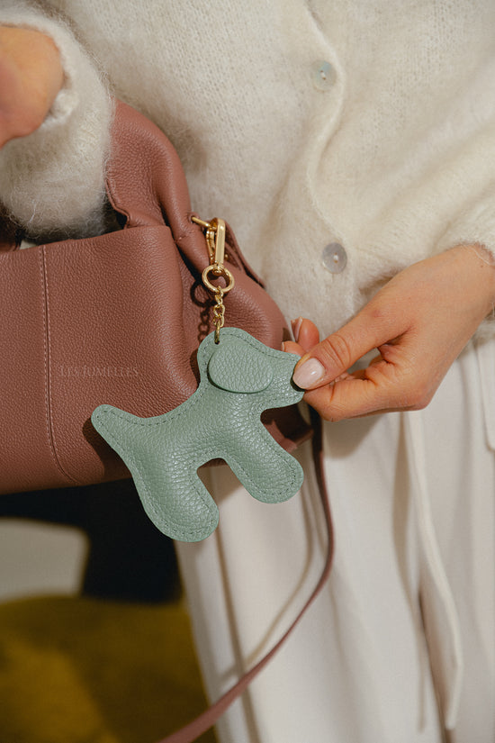 Les Jumelles Leren Honden Sleutelhanger Saliegroen