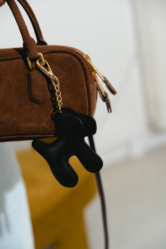 Les Jumelles Leren Honden Sleutelhanger Zwart