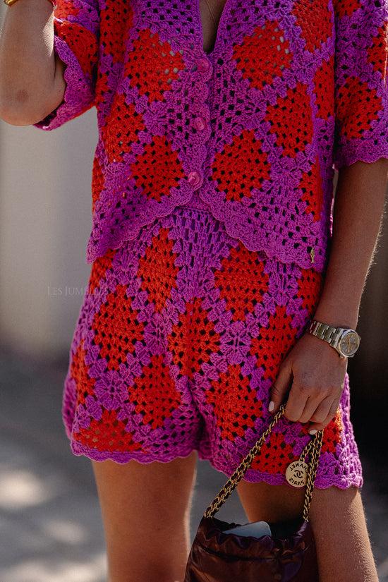 Les Jumelles Loca Short Vivid Viola/sunset Orange